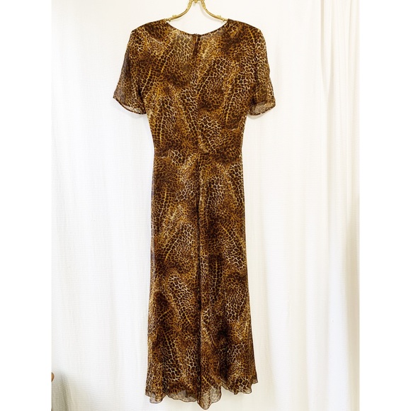 Vintage silk leopard print midi dress - Picture 2 of 2